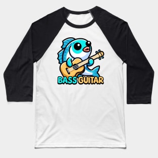 Bass Guitar! Cute Musical Fish Pun Cartoon Baseball T-Shirt